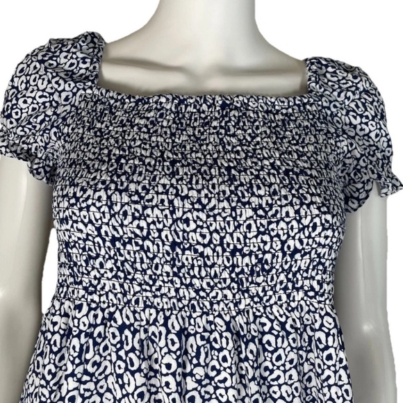 Tuckernuck Sail to Sable Blue White Smocked Nap Dress Puff Short Sleeve Sz S - Picture 3 of 12